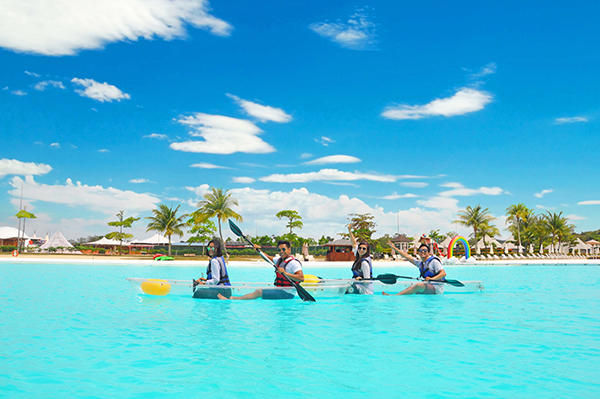 Kids adventure with Mini Electronic ATV around Crystal Lagoon
